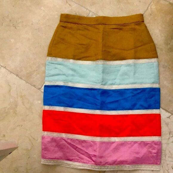 J.Crew multicolor striped pencil skirt NWT sz 2 - Picture 1 of 4